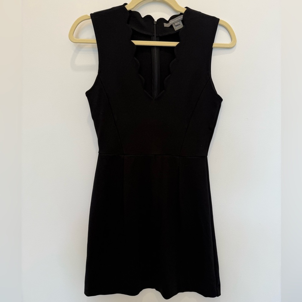 French Connection Black Scalloped Mini Dress